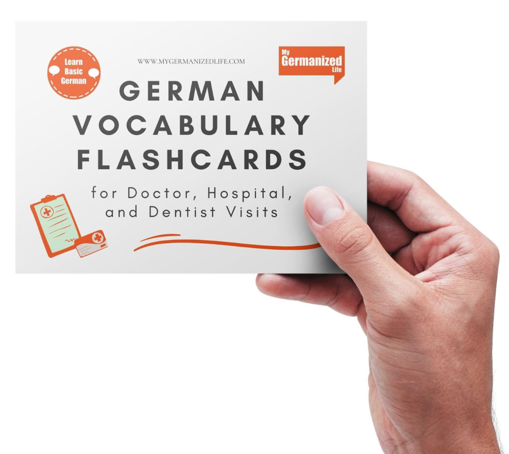 German flashcards for hospital, doctor, and dentist vocabulary
