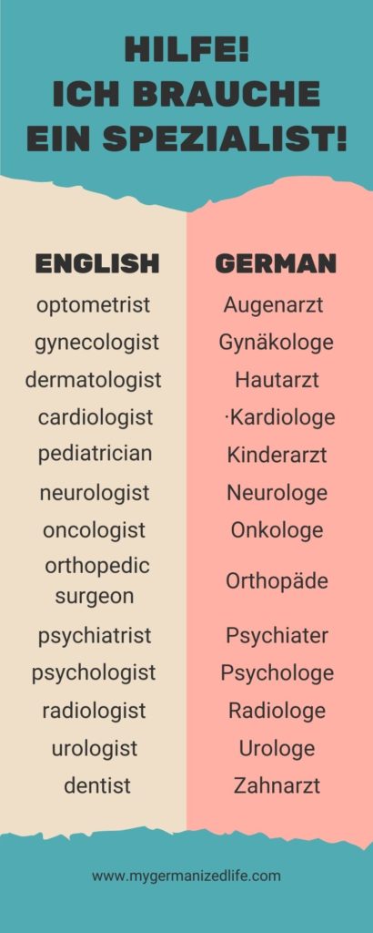 Names of different specialists in German