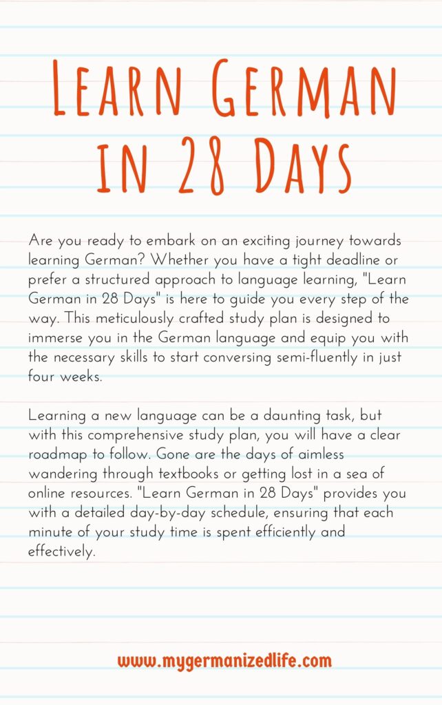 Learn German in 28 Days eBook introduction