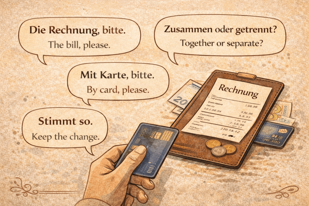 Phrases for paying the restaurant bill in German