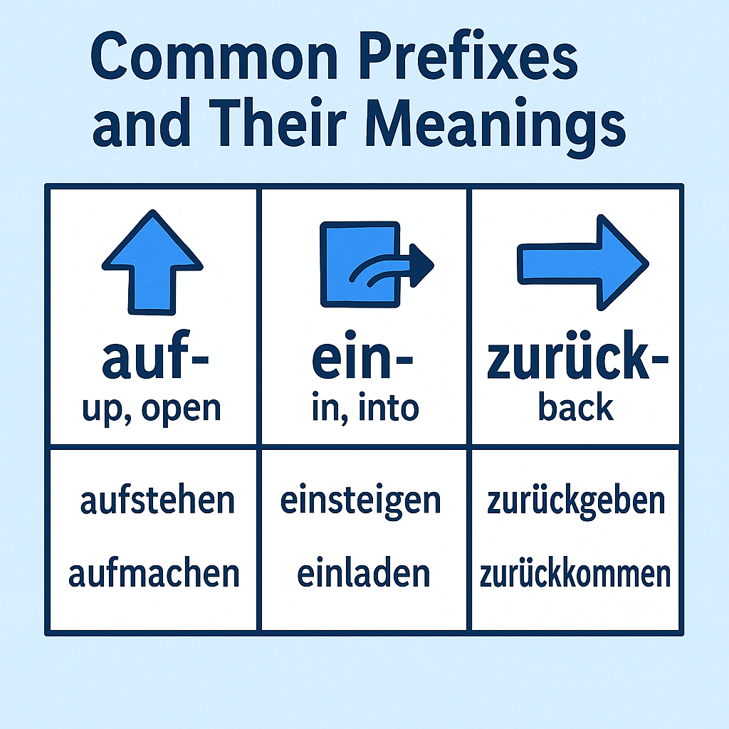 A cheat sheet of German prefixes and their meanings