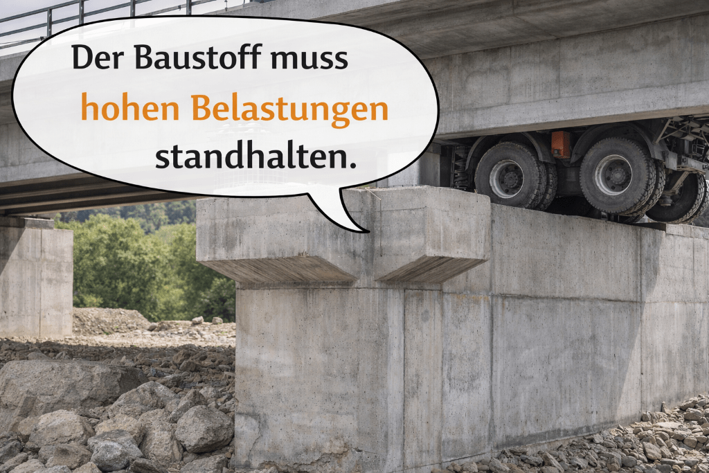 The construction material must withstand high loads, said in German.