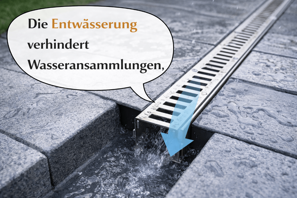 Drainage prevents water accumulation in German showing a drainage system