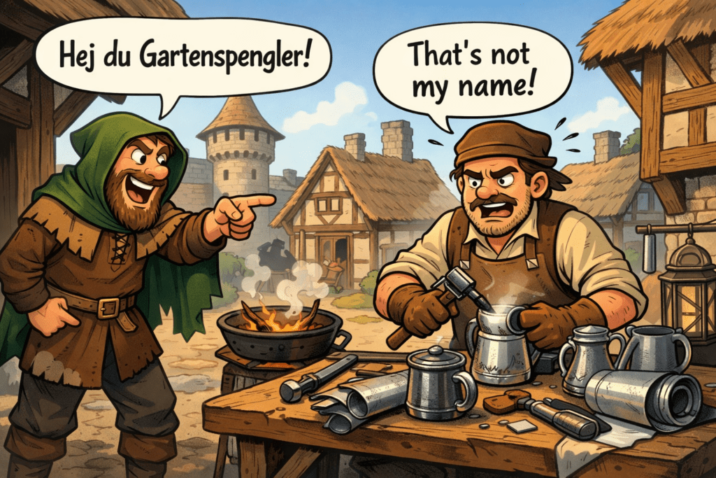 midieval German village cartoon 