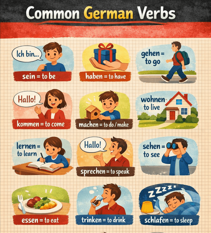 Common German verbs reference sheet for beginners